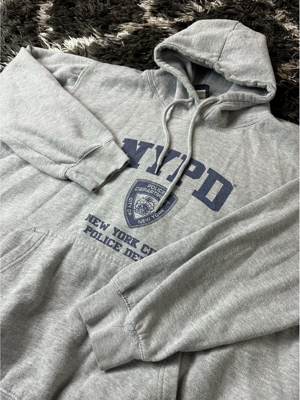 VTG NYPD Officially Licensed Sweatshirt Hoodie Size XL Grey New York Police Dep